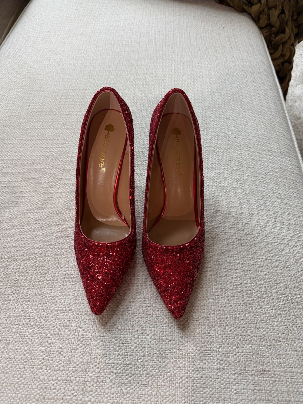 Kate Spade Red Glitter Pointed-Toe Stiletto Heels